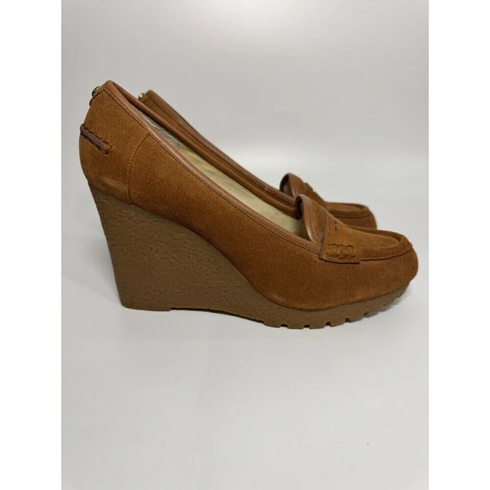 Michael Michael Kors Rory Loafer Wedge Heels Walnut Womens  SIZE 91/2